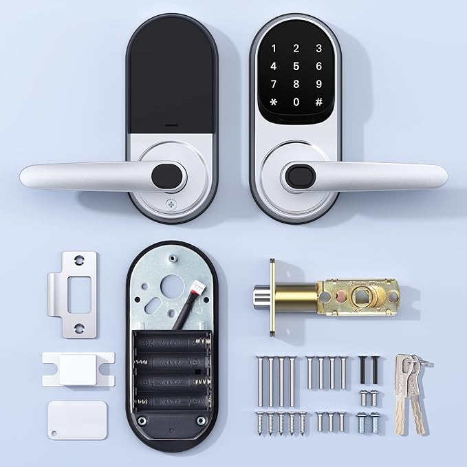 Smart Door Lock with Handle and Keypad: Dermum Keyless Entry Door Lock, Digital Door Keypad for Front Door, Auto Lock, Easy to Install