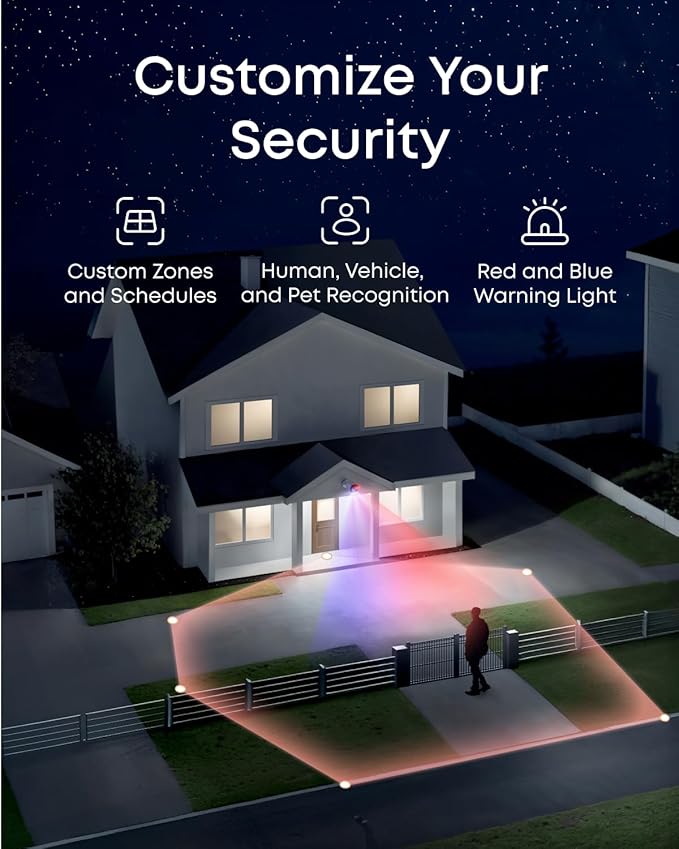 eufy PoE NVR Security System E40,24/7 Recording,16CH, 2TB HDD, 8 4K Bullet Cams, Wired Outdoor Cam, 4K UHD, 122° FOV, Color Night Vision,AI Detection, Red and Blue Strobe