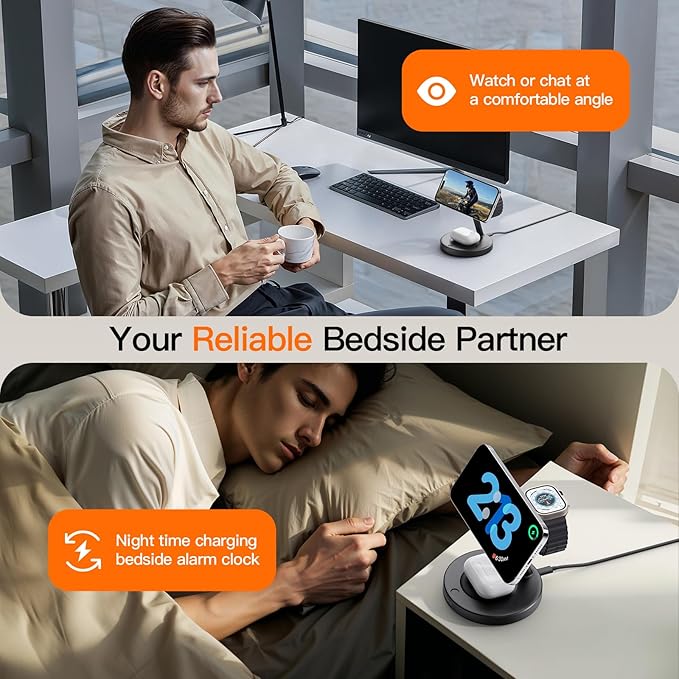 2025 3 in 1 Charging Station for Apple iPhone AirPods Watch with Mag-Safe Charger Wireless Charger Stand for iPhone 1716 15 14 13 12 Series AirPods iWatch Series - Gifts for Wife & Husband