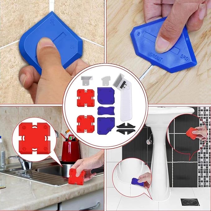 12Pcs Caulking Tool Kit, Professional Silicone Profiling Kit with Sealant Finishing Tools and Caulk Removal Tools