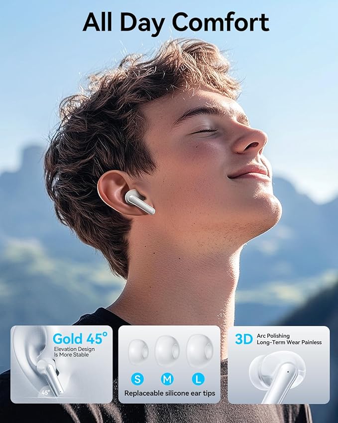 Wireless Earbuds, Bluetooth Ear Buds Headphones with LED Charging Case, Deep Bass Stereo Sound, 40 Hours Playtime, IP7, Lightweight in-Ear Earphones for iPhone Android Sports Workout