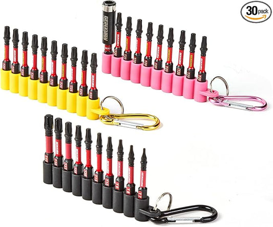Impact Torx Screwdriver Bits Set, 30 Pieces 2”Magnetic S2 Steel Multi Star Driver Bits(T7-T40) and 1 Pc Bit Holder with Soft Hanging Strips