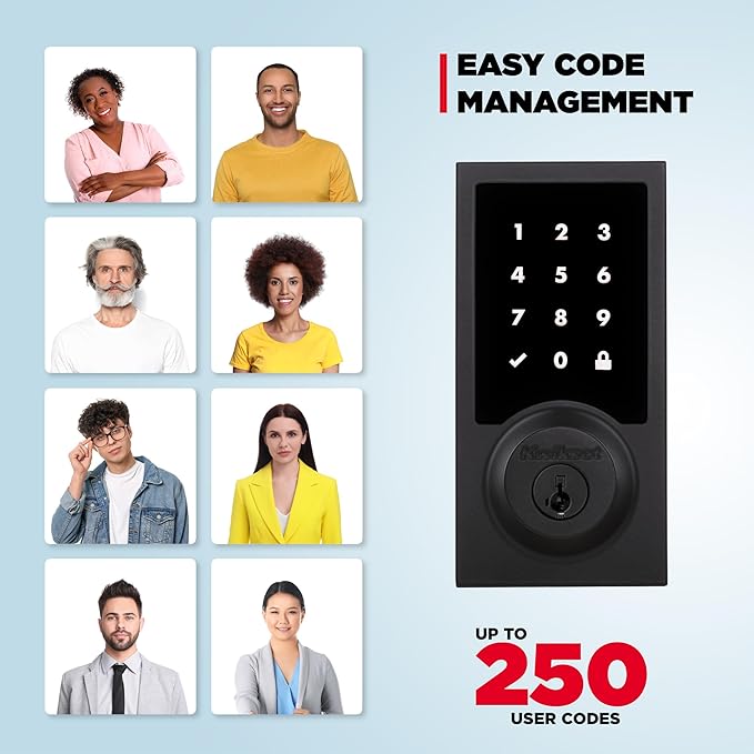 Kwikset HomeConnect 918 Contemporary Z-Wave Long Range Enabled Touch Screen Lock Works with Ring Alarm, Samsung SmartThings Hub Required, Sold Separately in Matte Black