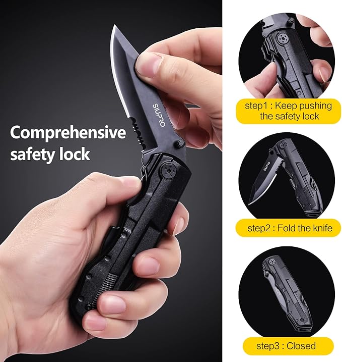 Multitool Pocket Knife for Men, Tactical Folding Multi Tool, Multipurpose Utility Plier Set, Camping, Survival, Hiking Gear, Screwdriver Kit, Mens Gifts Idea