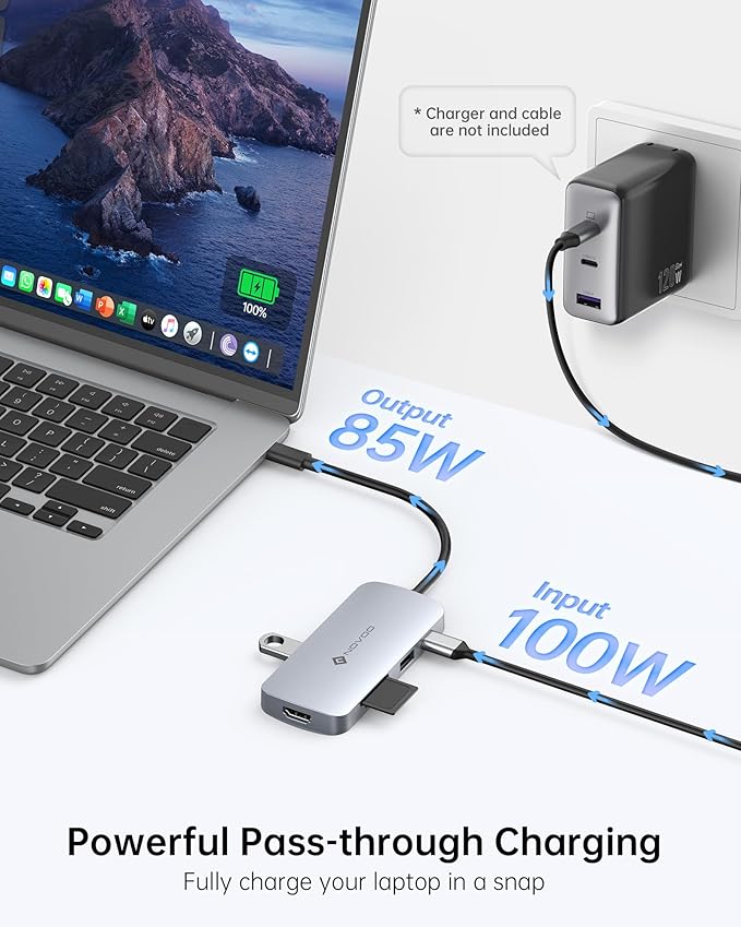 USB C Hub, 9 in 1 USB C Multiport Adapter with 4K@60Hz HDMI, 5 USB Ports, 100W PD, SD/TF USB C Adapter, USB C to HDMI Adapter, USB C Dock for MacBook Pro/Air, HP, DELL, Lenovo, ASUS Laptops NOVOO
