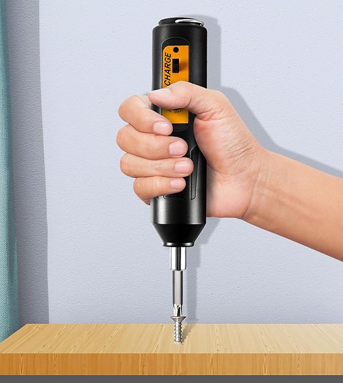 46 Pcs Electric Screwdriver Sets, 7.8 Inch Rechargeable Screwdriver and 45 Pcs Batch Head and Sleeve Chromium Vanadium Steel for Household and Repairing (46)