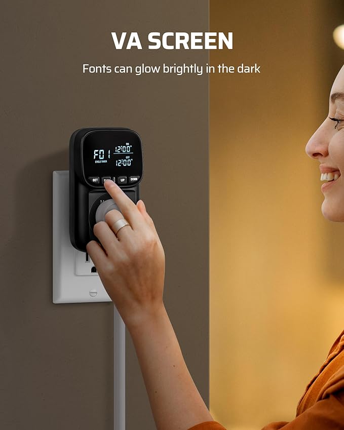 DEWENWILS Digital Temperature Controller, Heavy Duty 15A/1800W Thermostat Outlet Plug, VA Display Heating Cooling Control Timer, -40℉~210℉, Cyclic Timing/Countdown, for Greenhouse Incubator, Black