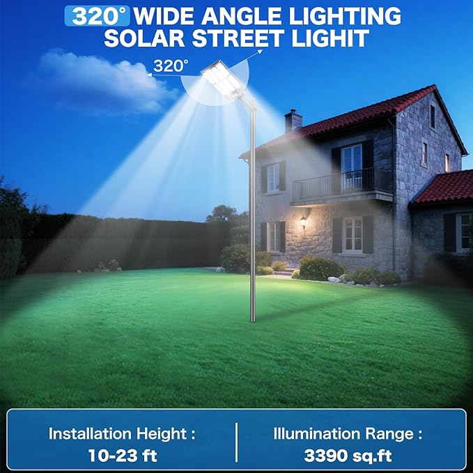 8200W Solar Street Lights Outdoor: Commercial Solar Parking Lot Lights with Motion Sensor and Remote Control, IP66 Waterproof, Wide Angle Dusk to Dawn Outdoor Lighting, Large Dimension, 2 Pack