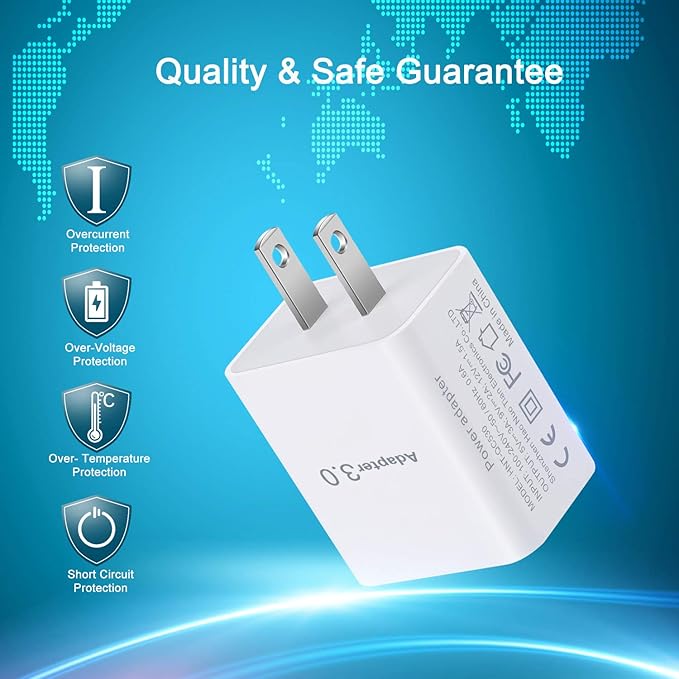 Fast Charge 3.0 Wall Charger, Besgoods [4Pack] 18W USB Fast Charging Block Compatible with iPhone 14 Pro Max 13 12 11 X XR Wireless Charger Galaxy Android Phones