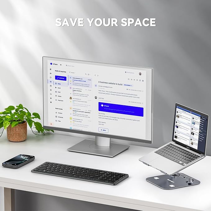 TECKNET Wireless Bluetooth Keyboard Rechargeable - Ultra Slim 2.4G+BT Keyboard with Number Pad, Multi Devices Easy Switch, Low Profile Compact Keyboards for iPad, Macbook, Laptop, Computer, Tablet, PC