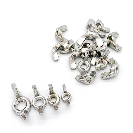 40 Pcs 4 Sizes 3/8,5/16",1/4",3/16"(10#), Wingnuts, 304 Stainless Steel Wing Nuts Fasteners Parts Butterfly Nut, Hand Twist Tighten Hardware Nuts Butterfly Wing-Nut Assorted Kit