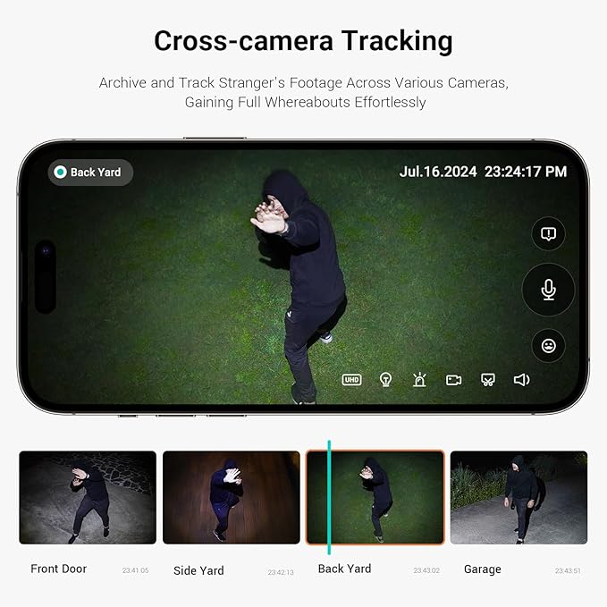 2K Security Cameras Wireless Outdoor, Add-On Camera, Up to 4 Cameras Connected to 1 Homebase, Solar Powered, 365-Day Battery Life, 360°PTZ Auto Tracking