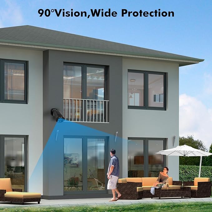 Fuers 1080P HD Security Camera Hybrid 5-in-1 XVI/TVI/CVI/AHD/CVBS CCTV Camera Outdoor Indoor, IR Night Vision,Weatherproof Metal Housing Bullet Camfor Analog Surveillance DVR,2MP