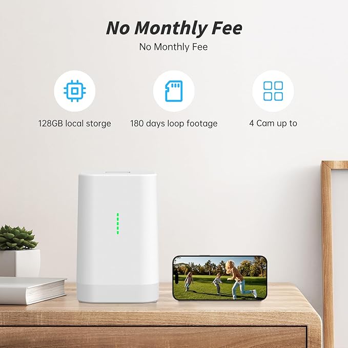 Security Cameras Wireless Outdoor,No Subscription,2 Cam-Kit,Support 2.4G & 5G WiFi Router,Home Security System with 2K Night Vision,128GB Local Storage,PIR Alerts,Motion Detection