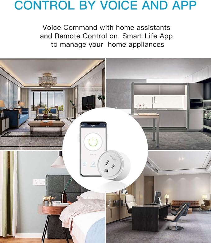 KTMC Smart Plug 4 Pack, Alexa & Google Home Compatible, No Hub Required, Remote Control, ETL Certified