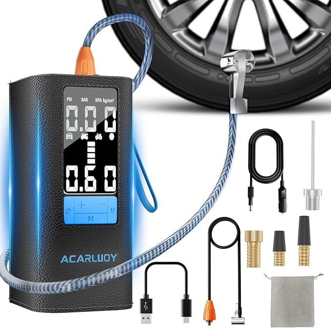 Tire Inflator Portable Air Compressor, 3x Faster 150PSI Cordless Air Pump with Auto Shut Off, Digital Gauge & LED Light for Car, Motorcycle, Bike, Ball