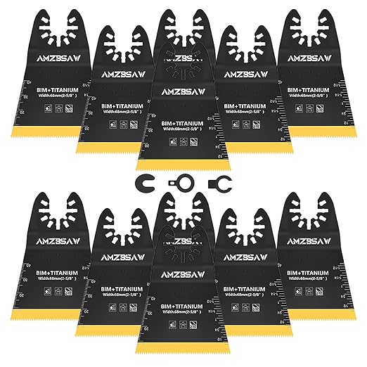 12PCS Titanium Oscillating Multitool Blades Metal Cutting, 68MM Titanium Saw Blades for Metal Nails Hard Material and Wood Plastic, Multi Tool Blades Kits Fit Dewalt Bosch Ryobi