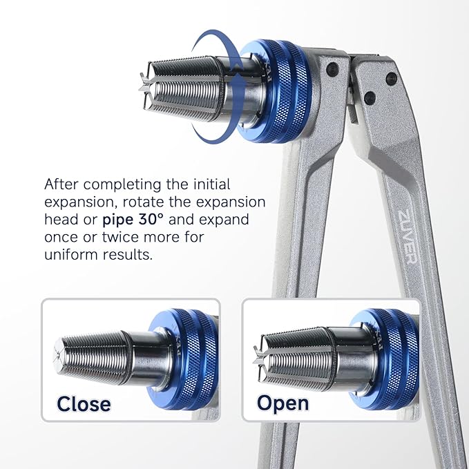PEX Tube Expansion Tool Kit - Manual Expander with 5 Heads - Meets ASTM F1960 Standard - Includes 3/8”, 1/2”, 5/8”, 3/4”, 1” Expansion Heads and Tube Cutting Tool