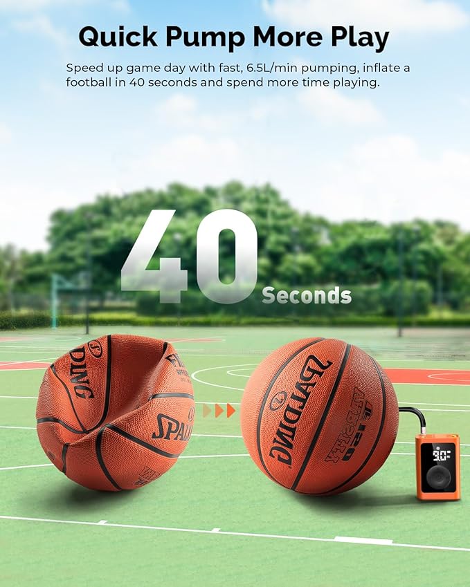 ETENWOLF P300 Plus Ball Pump, Electric Basketball Pump Inflation and Deflation, with 3200 mAh Rechargeable Battery, Air Pump for All Sports Balls
