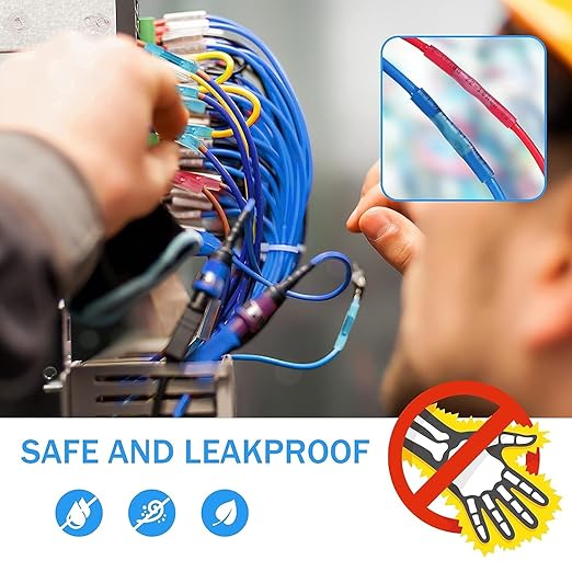 Kuject 720PCS Heat Shrink Wire Connectors Kit, Electrical Waterproof Crimp Butt Terminals, Insulated Spade Connectors for Automotive Marine Boat Truck, Include Rings Forks Spade Butt Splices