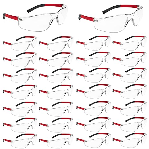 30 Clear Pack Safety Glasses with ANSI Z87.1 Scratch Resistant Eyewear for Women Man Lab Goggles Eye Protection