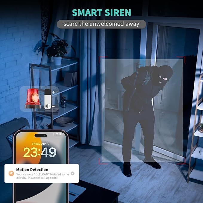 Alaga Indoor Security Camera,3K 5G and 2.4G WiFi, 360° Pan/Tilt, Human/Pet/Motion AI, Night Vision, Speaker, Indoor Camera with Phone App, Compatible with Alexa & Google Assistant，2-Pack White