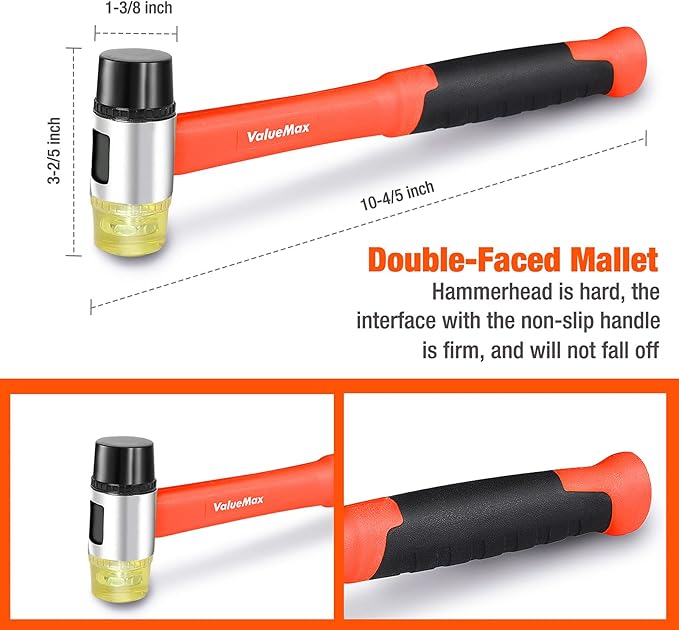 ValueMax Laminate Wood Flooring Installation Kit with Solid Tapping Block, Wider Heavy Duty Pull Bar, Reinforced Double-Faced Mallet with Non-Slip Soft Grip, Foam Kneepads, 30-Piece Spacers