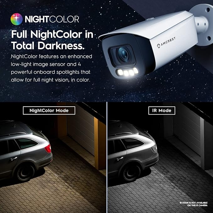 Amcrest 4K AI Bullet IP PoE Camera, 4K@30fps, 164ft Night Color Vision, Security IP Camera Outdoor, Face Detection, Human & Vehicle Detection, Built-in Siren Alarm, Built in Mic IP8M-TB2886EW-AI