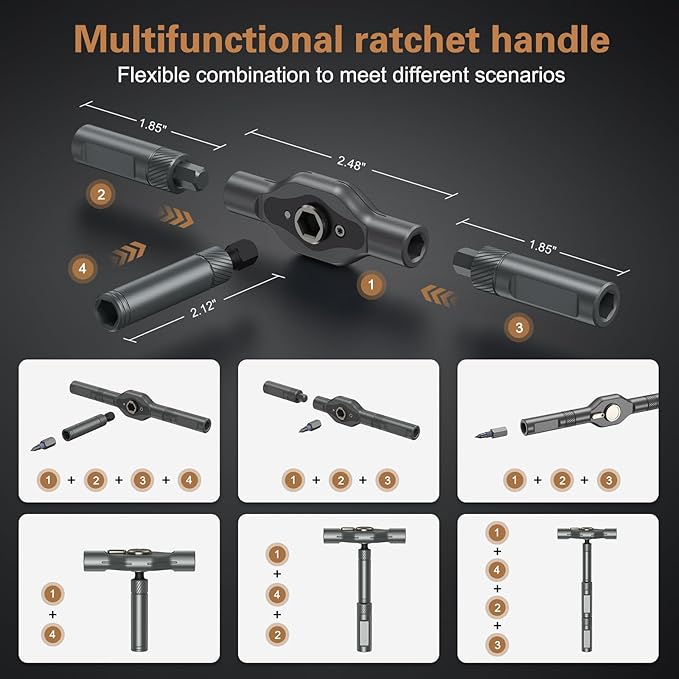 24 in 1 Magnetic Screwdriver Set, DIY Ratchet Screwdriver Set, Multi Bit Magnetic Drive Set with Detachable Ratchet Handle, Portable Precision Repair Tool Kit for Furniture Computer Bicycle