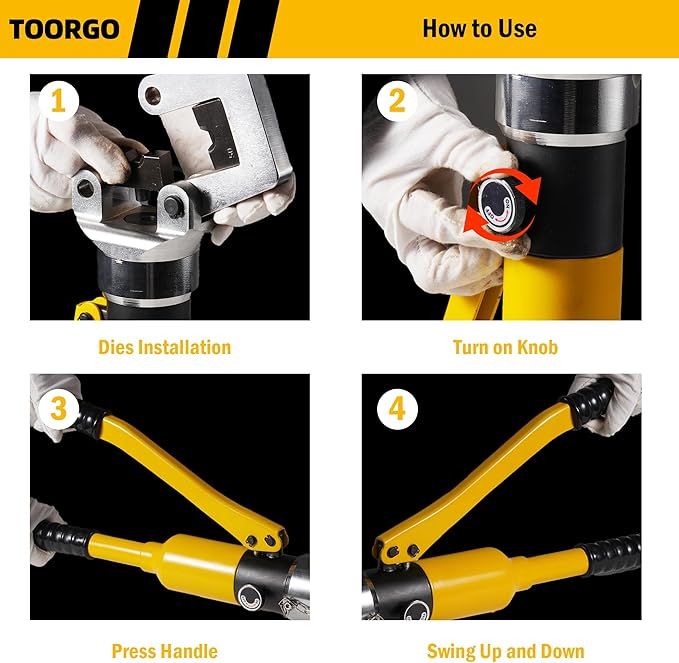 Cable Lug Crimping Tool, 6 AWG to 1000 MCM Hydraulic Plier, 20 Ton Hand Crimping Tool for Wires, Terminal, Lug, Crimping Tool Kit with 13 Dies