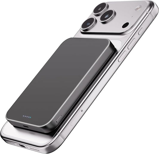 [Ultra Slim 0.55"] [Titanium Design] MagSafe Portable Charger 10000mAh Magnetic Wireless Power Bank Compatible with iPhone Air/17/16/15/14/13/12, Glacier Gray