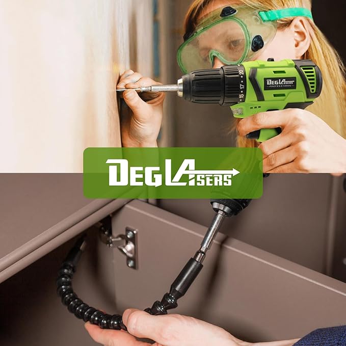 16.8V Cordless Drill, DEGLASERS Electric Power Drill with Battery and Charger, 3/8”Keyless Chuck, 2 Variable Speed, 20+1 Torque Setting for Man/Women Home Use