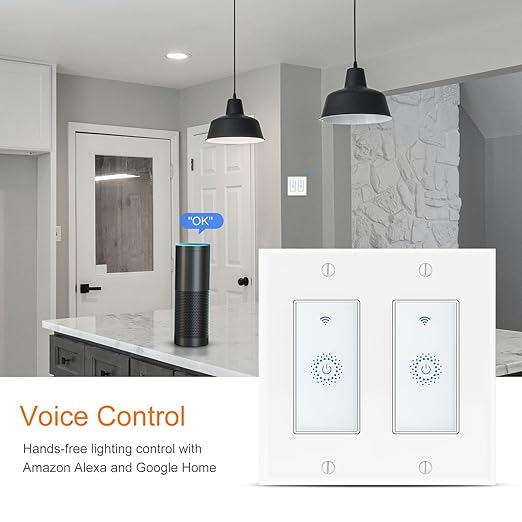 Smart Switch4 Pack, Double Smart Light Switch, Milfra in-Wall WiFi Smart Switch Compatible with Alexa and Google Home, No Hub Required, Neutral Wire Needed,2.4Ghz WiFi only. 4 Pack