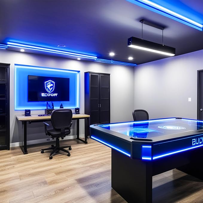 iNextStation 12V Blue LED Strip Lights 16.4FT, Flexible Silicone Neon Rope Light with Power Adapter, Waterproof, Cuttable, Dimmable & Linkable, for Cabinet, Ceiling, Wall, Bedroom, Kitchen, Garage