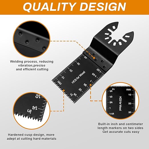 50 Pack Oscillating Tool Blade - Universal Titanium Multitool Blades, Oscillating Saw Blades for Wood Plastics Metal, Multi Tool Blades Kits Fit Dewalt Ryobi Bosch Milwaukee & More