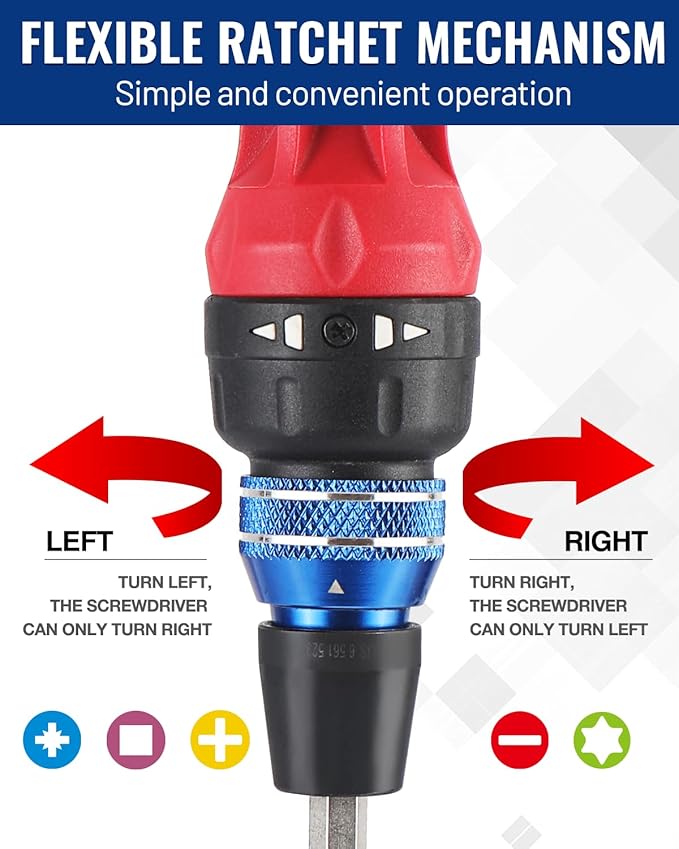 WORKPRO 12-in-1 Ratcheting Multi-Bit Screwdriver Set, Quick-load Mechanism Screwdriver with Double End Bits in Handle
