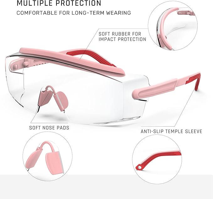 Anti Fog Safety Glasses Safety Goggles Over Glasses Protective Glasses with Anti Scratch Lenses Adjustable