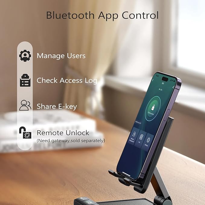 GeekTale Fingerprint Door Lock for Bedrooms, Fingerprint Door Knob with Lock, Smart Door Lock, App Control, Back-up Keys, Thumbprint Door Knob for Bedrooms, Office, Apartment