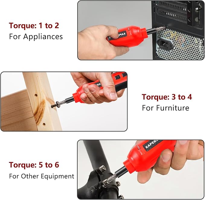 Electric Screwdriver Kit, Screwdriver 5 Torque Settings, Cordless electric screwdriver with LED work light, 36 screwdriver bits, 3 sockets, Magnetic Chuck,Color box tool storage set