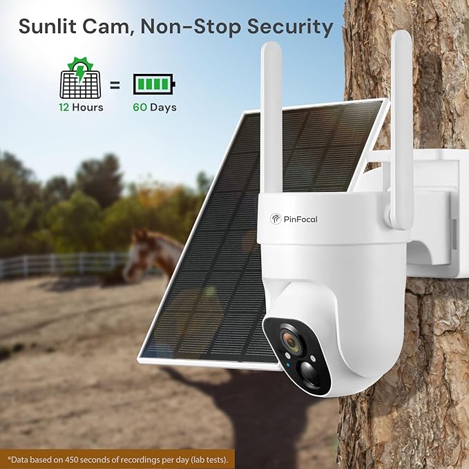 4G LTE Cellular Security Camera Wireless Outdoor, No WiFi Needed, 2K Color Night Vision, 360° View Pan/Tilt, 2 Way Talk, PIR Motion Sensor, Built-in SIM Card (Support Verizon/AT&T/T-Mobile)