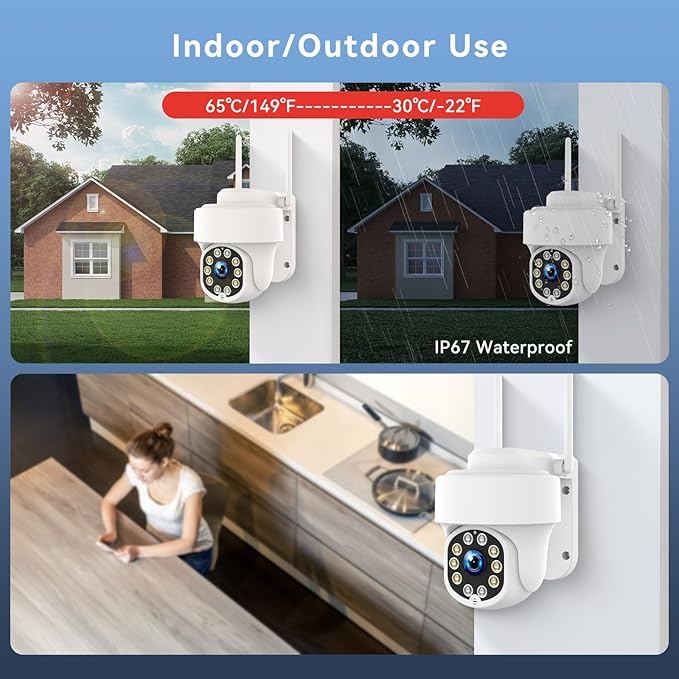 5MP Wireless Home Security Camera System with 12.5" Monitor, 4PCS CCTV PTZ Camera Security System Support 5G/2.4G WiFi, Motion Detection, Color Night Vision, 4K 10CH NVR with 1TB Hard Drive