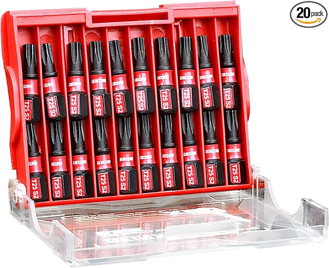 20 Pieces 1 In. T25 Impact Tough Magnetic Screwdriver Bit Set, #25 Torx Head Insert Bits, S2 Alloy Steel Star Bits with Storage M-Box