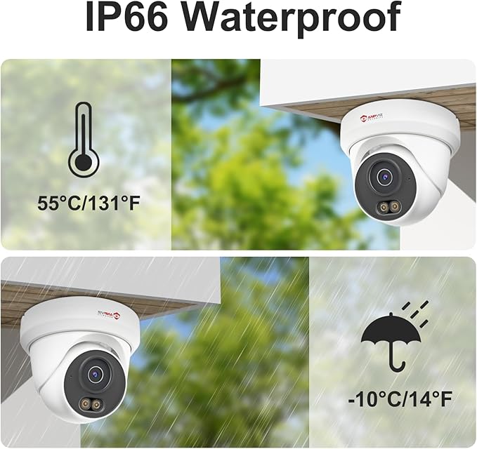 Anpviz 16 Channel NVR PoE Security Camera System with Human Vehicle Detection, 8PCS 6MP Wired IP Turret Cameras Outdoor, Smart Color Night Vision, Built in Mic, 12MP PoE NVR with 4TB HDD, NDAA