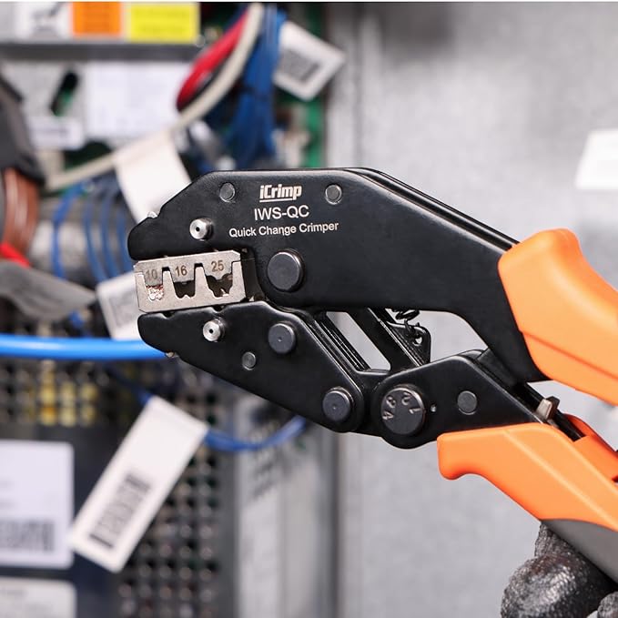 iCrimp Rachet Crimping Tool Set, Quick Change Jaws for Open Barrel Terminals, Insulated& Non-insulated Terminals, Solar Terminals, End Sleeves Ferrules- 7PCS included