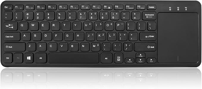 ADESSO WKB-4050UB Wireless Keyboard with Built-in Touchpad, 24GHz RF Technology, Ultra-Slim Scissor Switch Keys, 30ft Range, USB Wireless Receiver