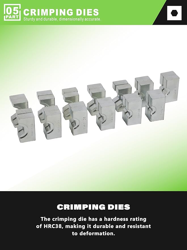 AMZCNC 16 Ton Hydraulic Wire Crimper Battery Cable Lug Terminal Crimping Tool,Crimps 8 AWG to 600 MCM, Cable Crimping Tool with 13 Pairs of Dies