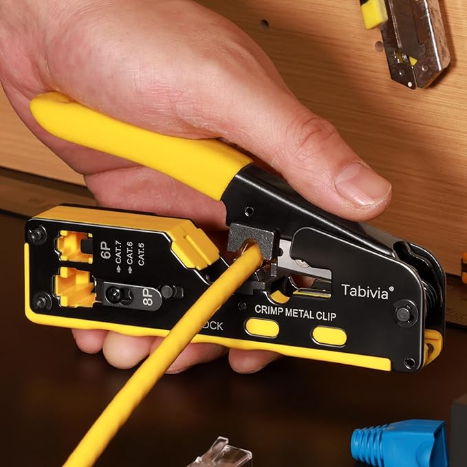 RJ45 Crimp Tool Pass Through Ethernet Crimping ToolKit Cat6 Cat5e Cat6a RJ45 Crimper