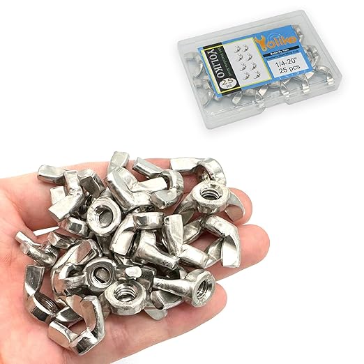 25 Pcs 1/4"-20 Wingnuts 304 Stainless Steel Wing Nuts Fasteners Parts Butterfly Nut, Hand Twist Tighten Hardware Nuts Butterfly Wing-Nut