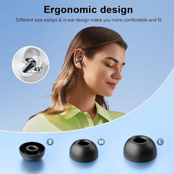 Wireless Earbuds, Bluetooth 5.3 Headphones LED Power Display, 2025 New Wireless Earphones, 4 ENC Noise Cancelling Mic, HiFi Stereo, 48H Playtime Mini Case IP7 Waterproof for Sport Walk