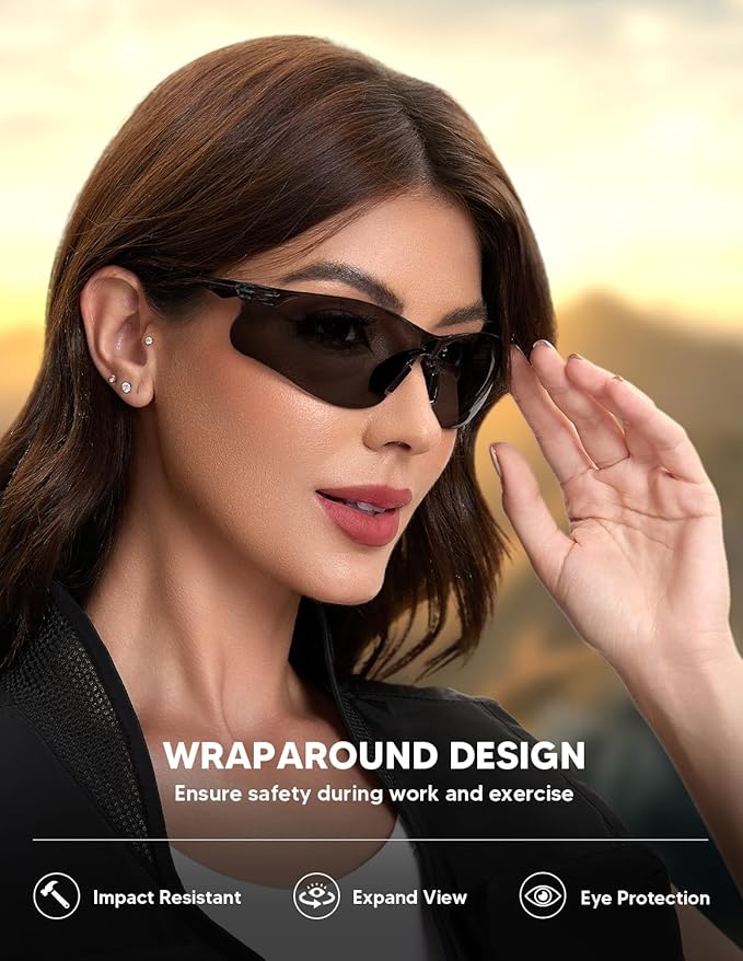 Safety Glasses 28 Pack Smoke Tinted: ANSI Z87.1 Certified Anti-Scratch Polycarbonate Lens UV Protection for Construction & Cycling, Woodworking & Lab Lightweight Sofety Nose Pad Unisex